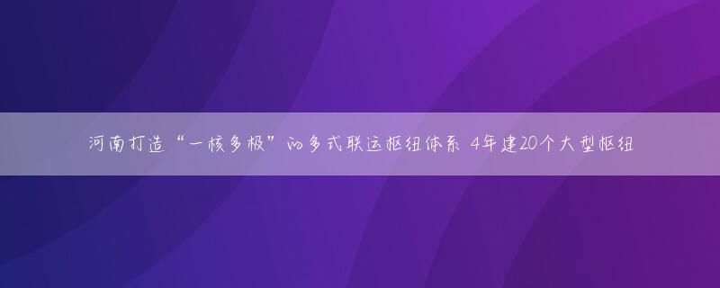 河南打造“一核多极”的多式联运枢纽体系 4年建20个大型枢纽